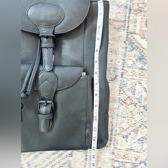 Vintage deadstock black genuine leather backpack casual 90s y2k NWOT goth punk - Picture 7 of 10